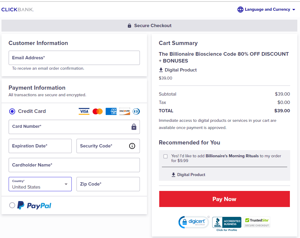 The Genius Wave Order Checkout Page