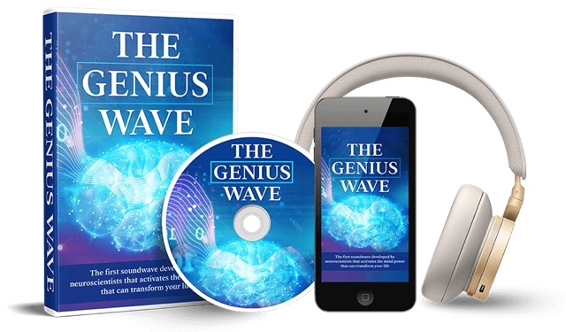 The Genius Wave audio program displayed across digital and physical-style product mockups
